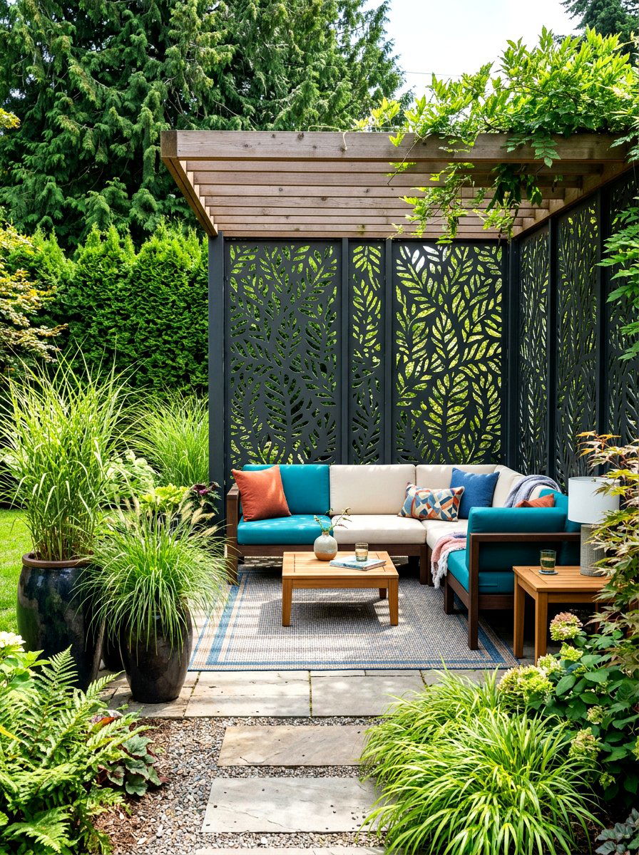 Privacy Screen Backyard Lounge Area - 30 backyard cabana lounge ideas