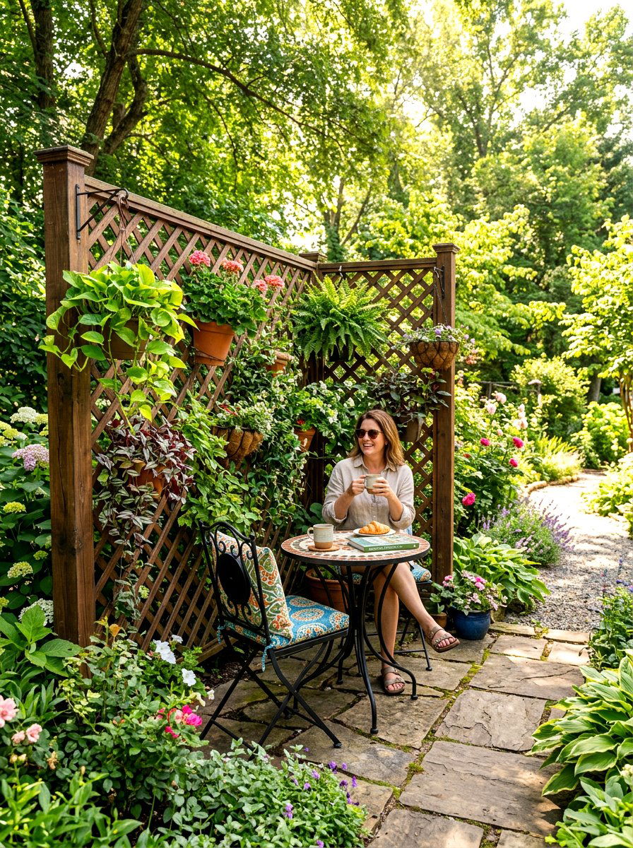 Privacy Screen Coffee Nook - 30 patio cafe corner ideas
