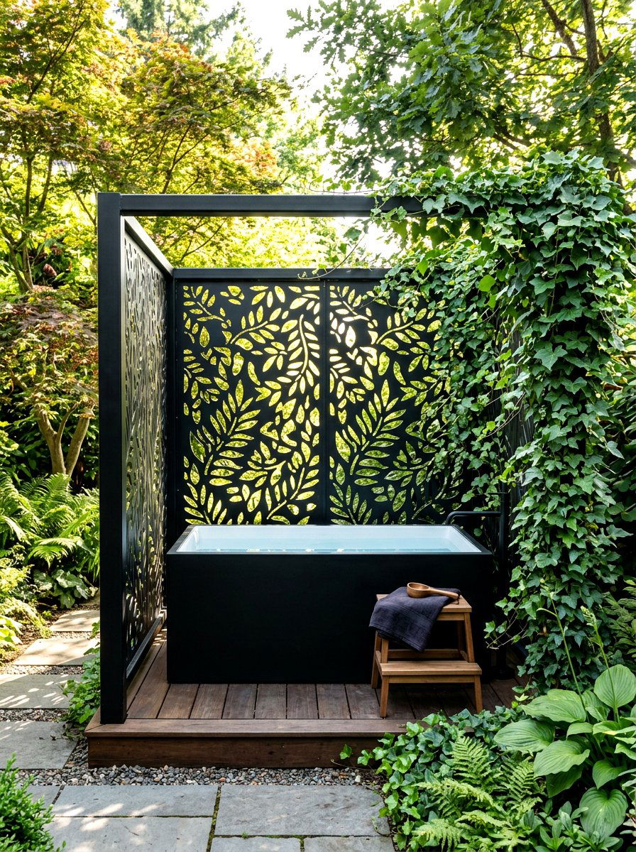 Privacy Screen Cold Plunge - 30 cold plunge patio ideas