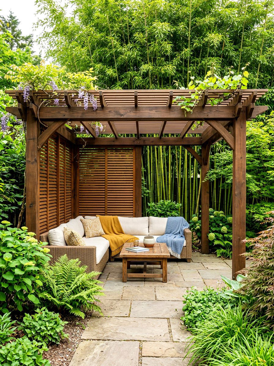 Privacy Screen Courtyard Pergola - 30 courtyard pergola ideas