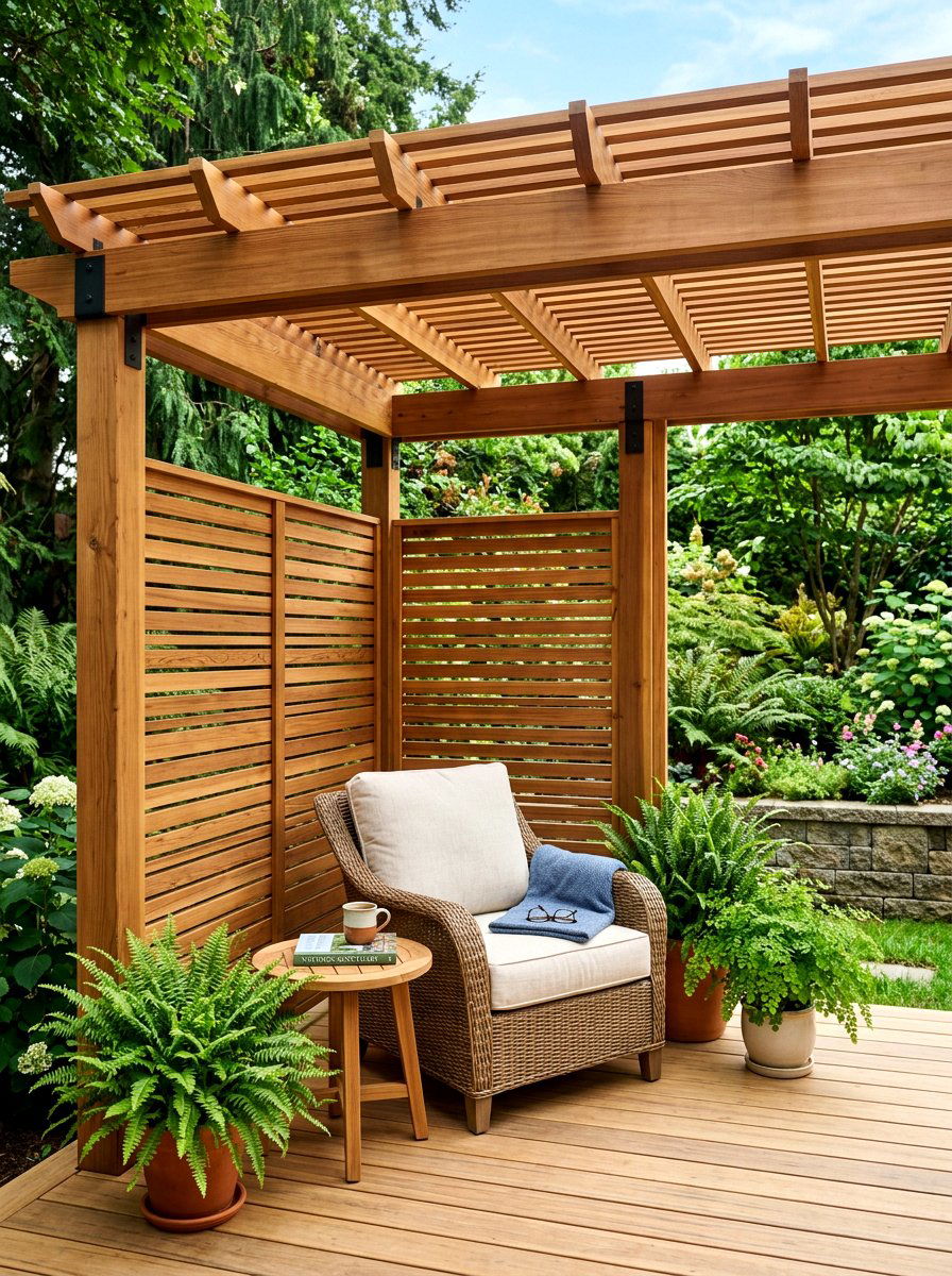 Privacy Screen Deck Pergola - 30 deck pergola ideas