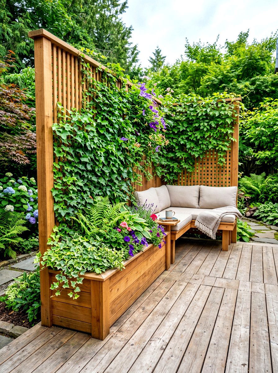Privacy Screen Deck Planter Bench - 30 deck planter bench ideas