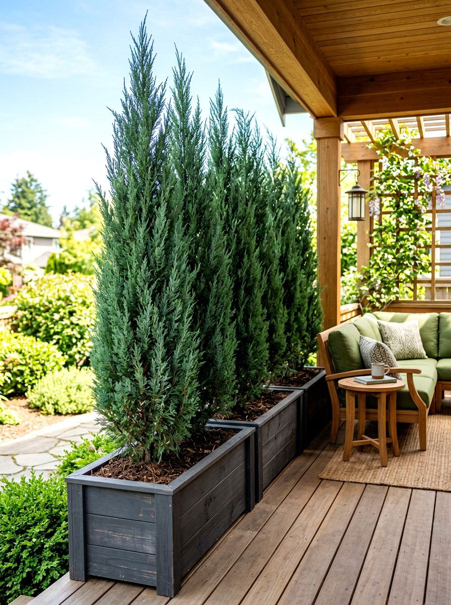 Privacy Screen Evergreen Porch Plants - 30 front stoop garden ideas