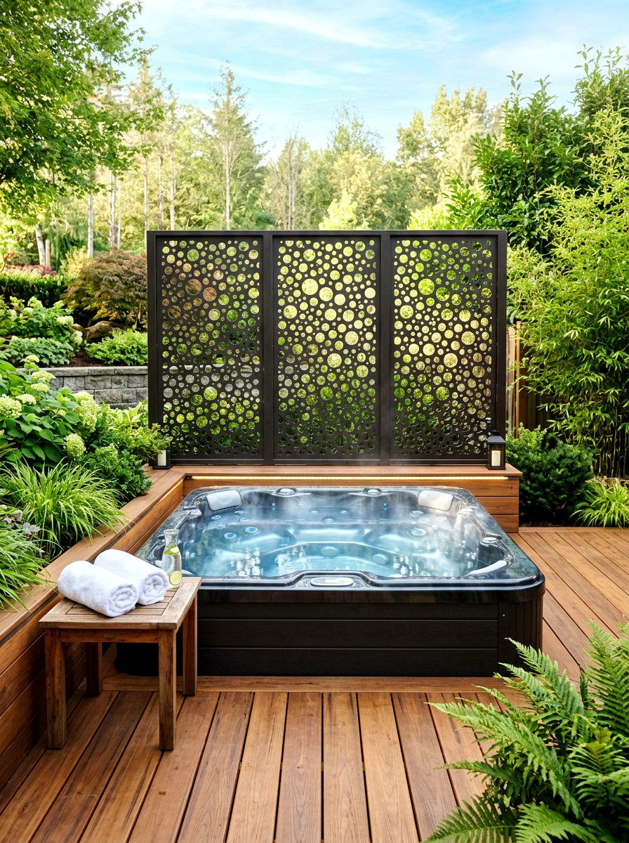 Privacy Screen For Hot Tub Area - 30 laser cut privacy panel ideas