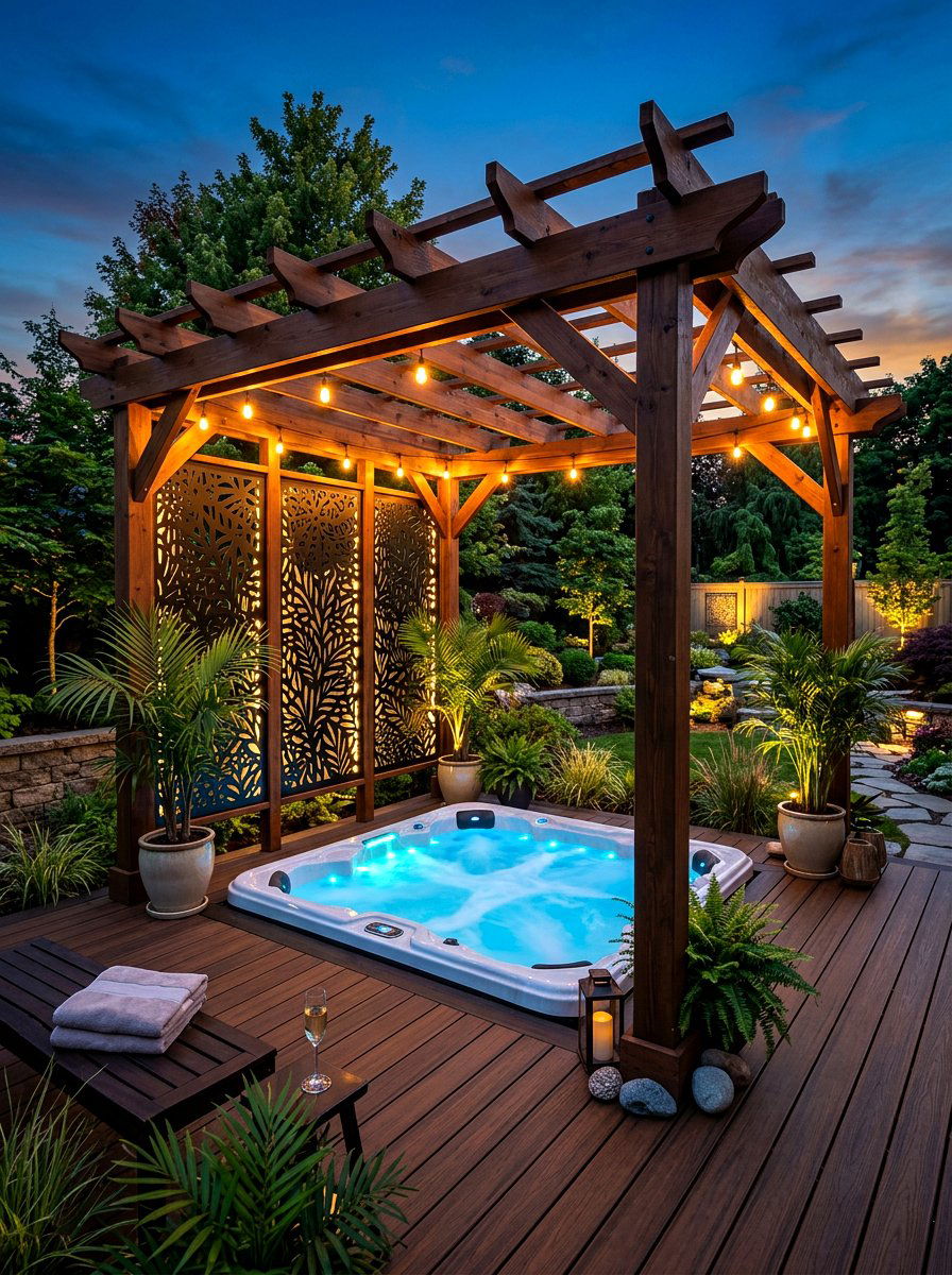Privacy Screen Hot Tub Pergola - 30 pergola over hot tub ideas