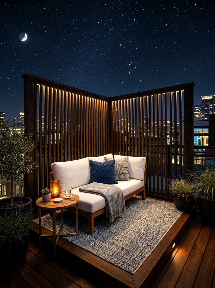 Privacy Screen Lounge - 30 stargazing backyard lounge ideas