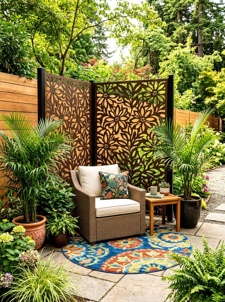 Privacy Screen Nook - 30 meditation backyard corner ideas