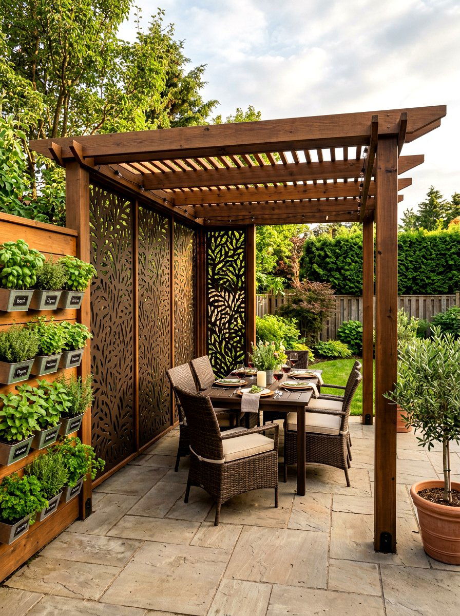 Privacy Screen Pergola - 30 pergola dining backyard ideas