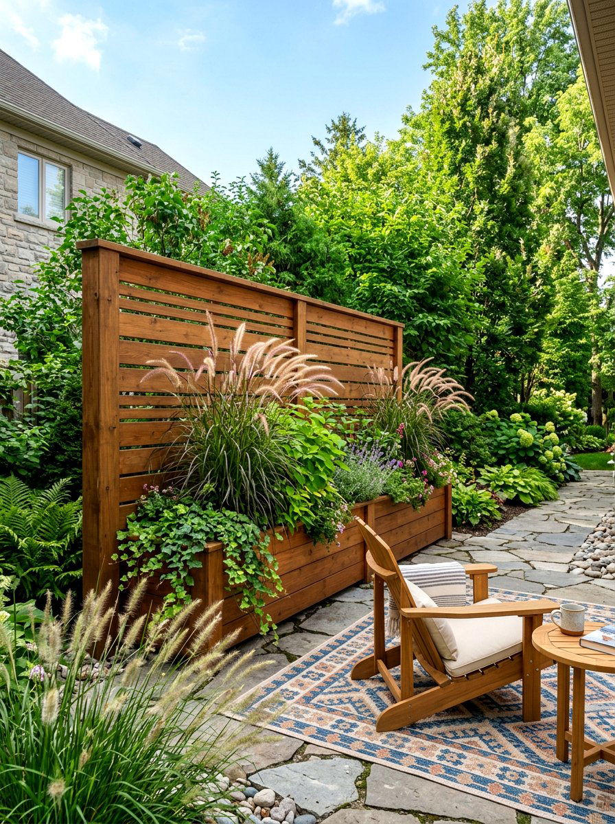 Privacy Screen Planter - 30 side yard privacy ideas