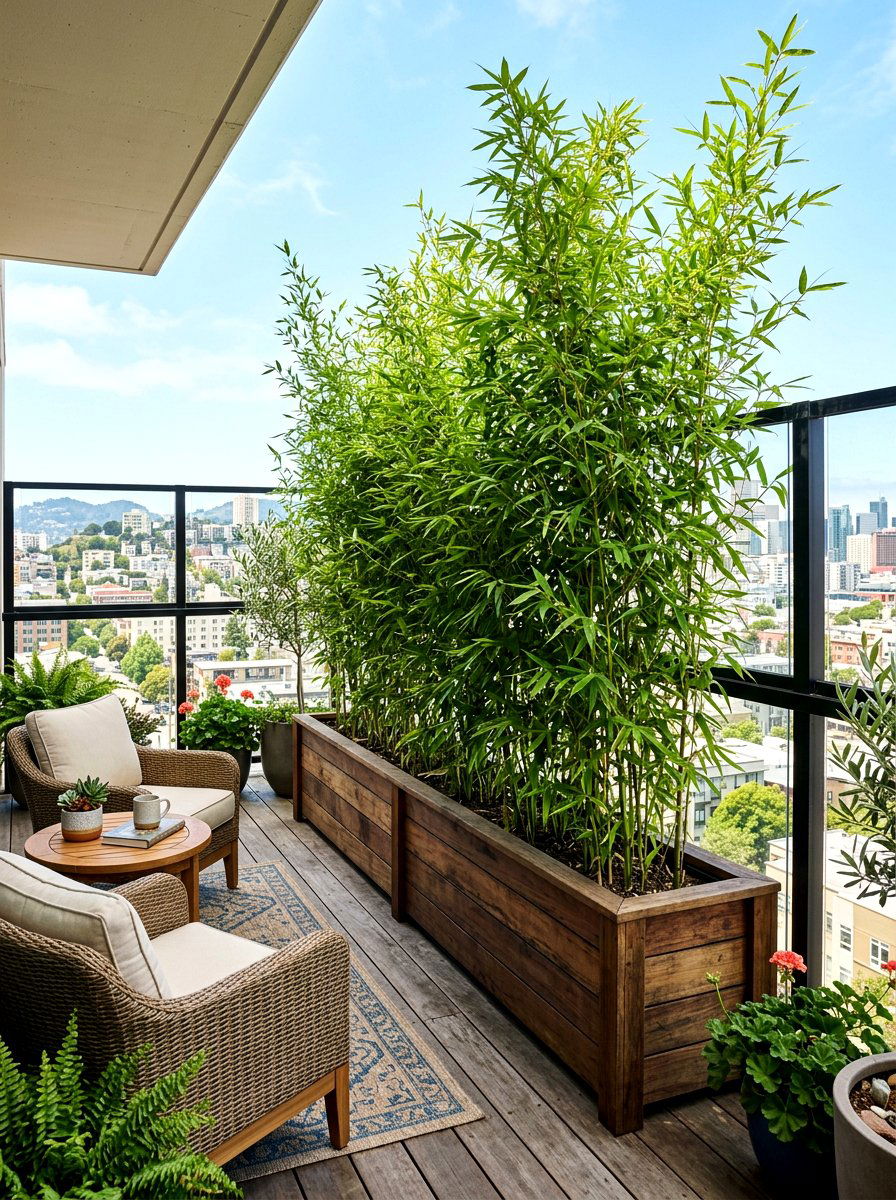 Privacy Screen Planter - 30 small space container garden ideas