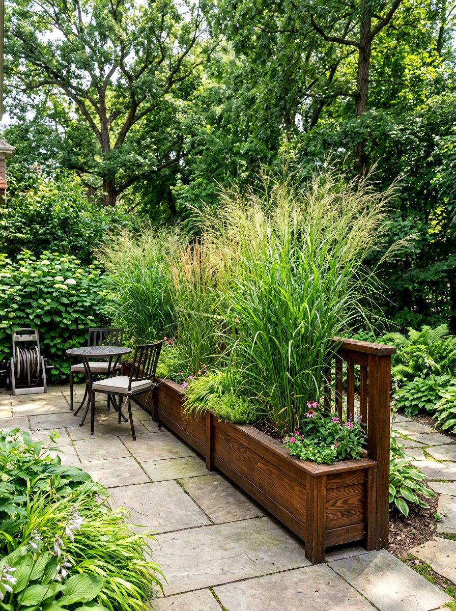 Privacy Screen Railing Planter - 30 flower box railing ideas