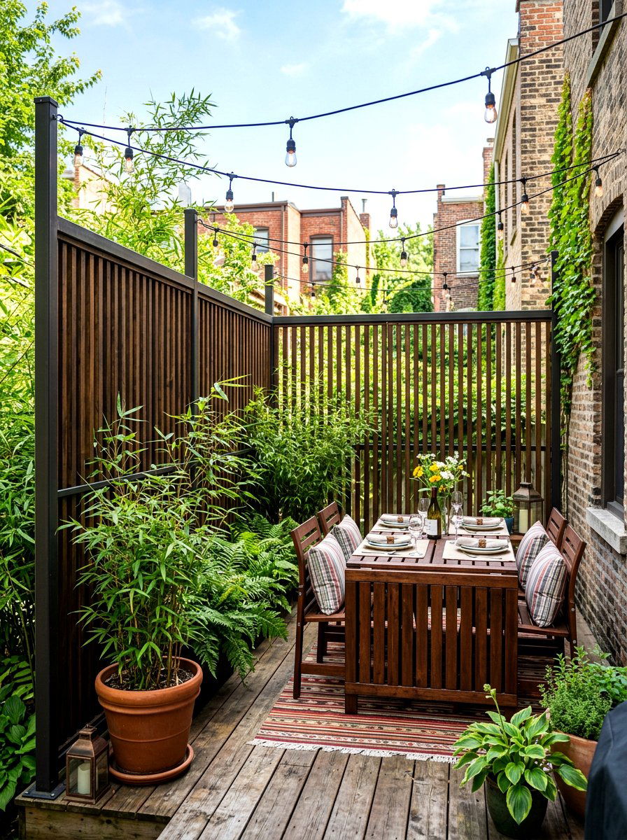 Privacy Screen Railing - 30 deck railing ideas