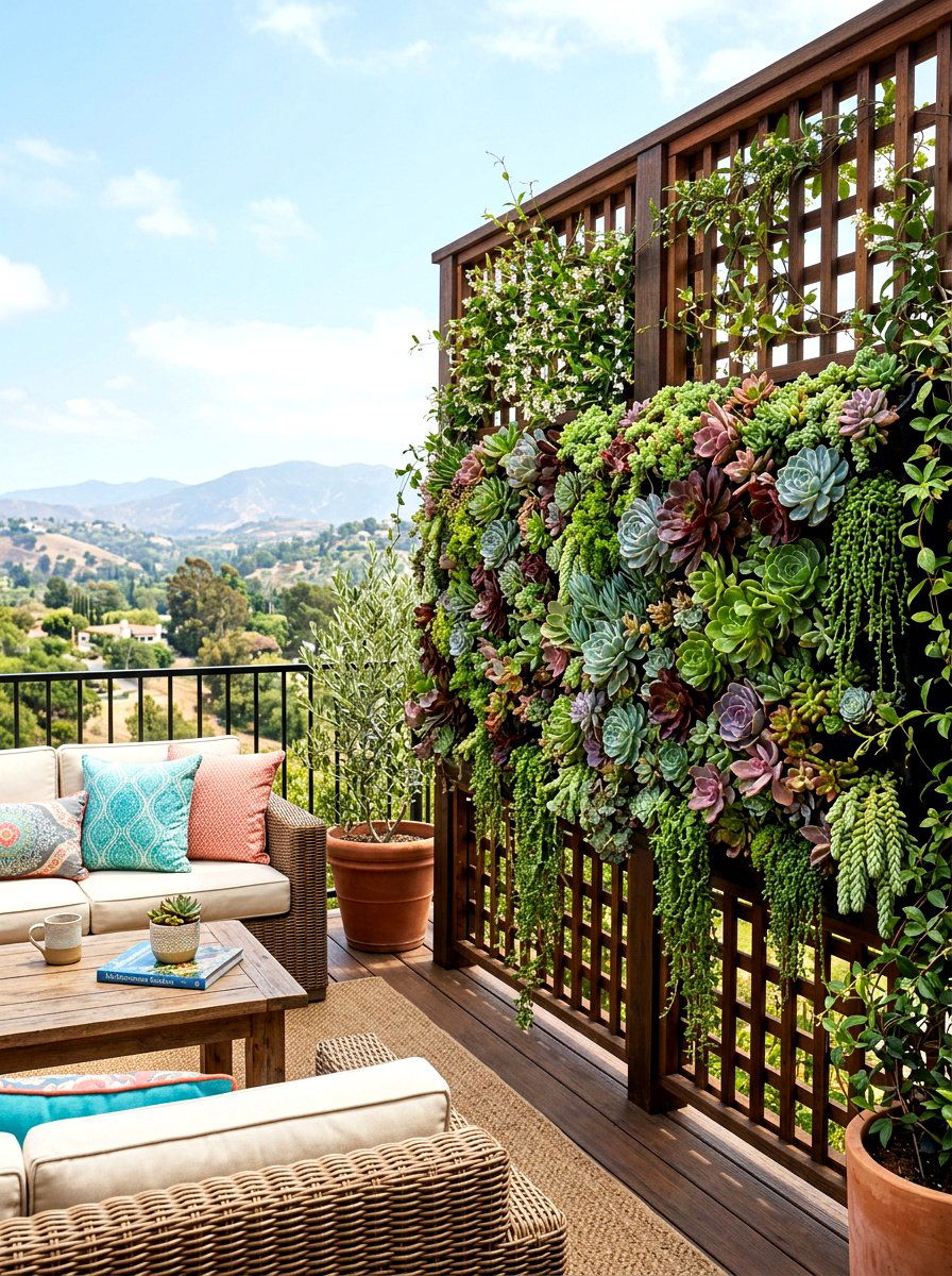 Privacy Screen Succulent Wall - 30 vertical succulent garden ideas