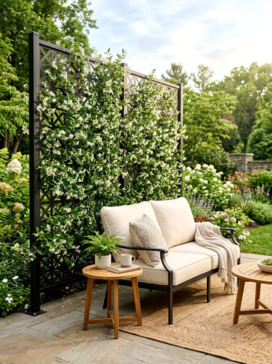 Privacy Screen With Climbing Plants - 30 condo balcony lounge ideas