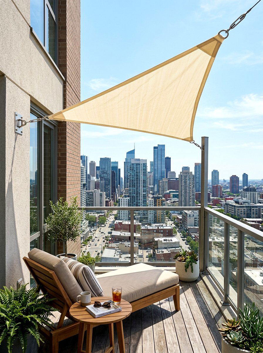 Privacy Shade Sail - 30 apartment patio ideas