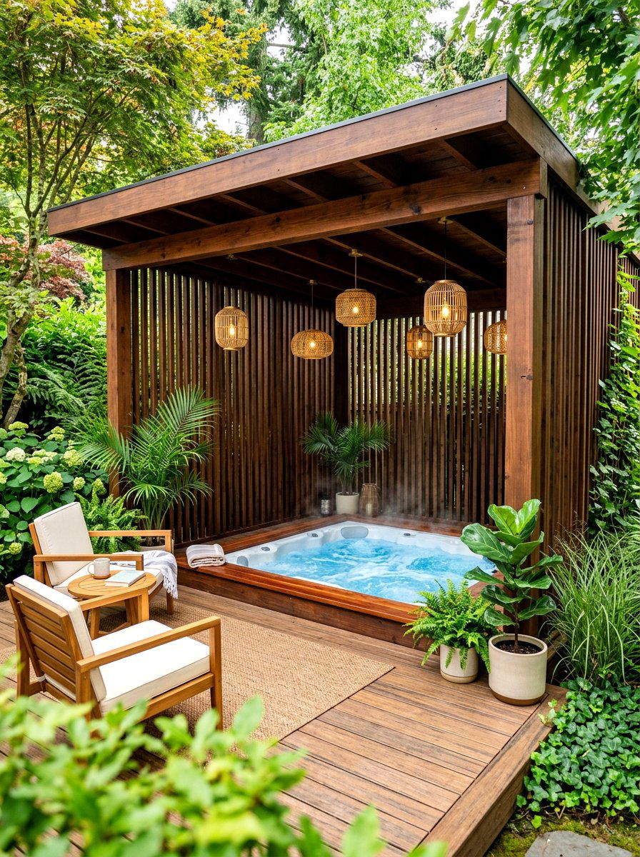 Privacy Slat Pergola - 30 covered deck ideas