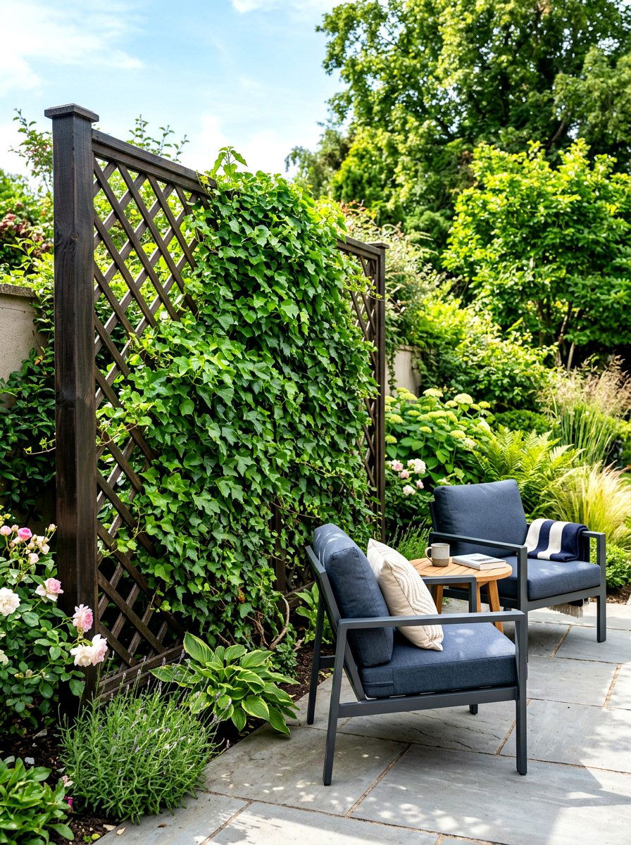 Privacy Trellis Screen - 30 terrace garden ideas