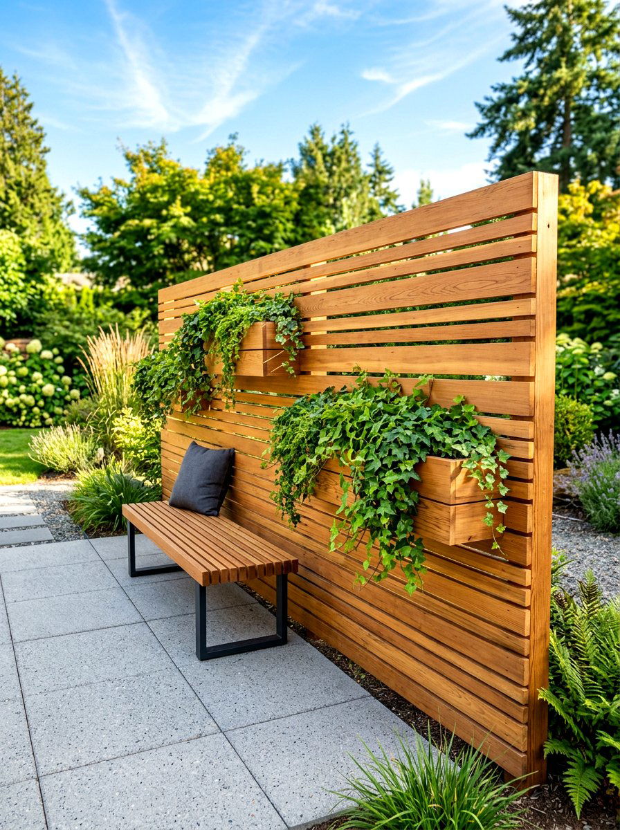 Privacy Wood Screen Fence - 30 patio decorating ideas