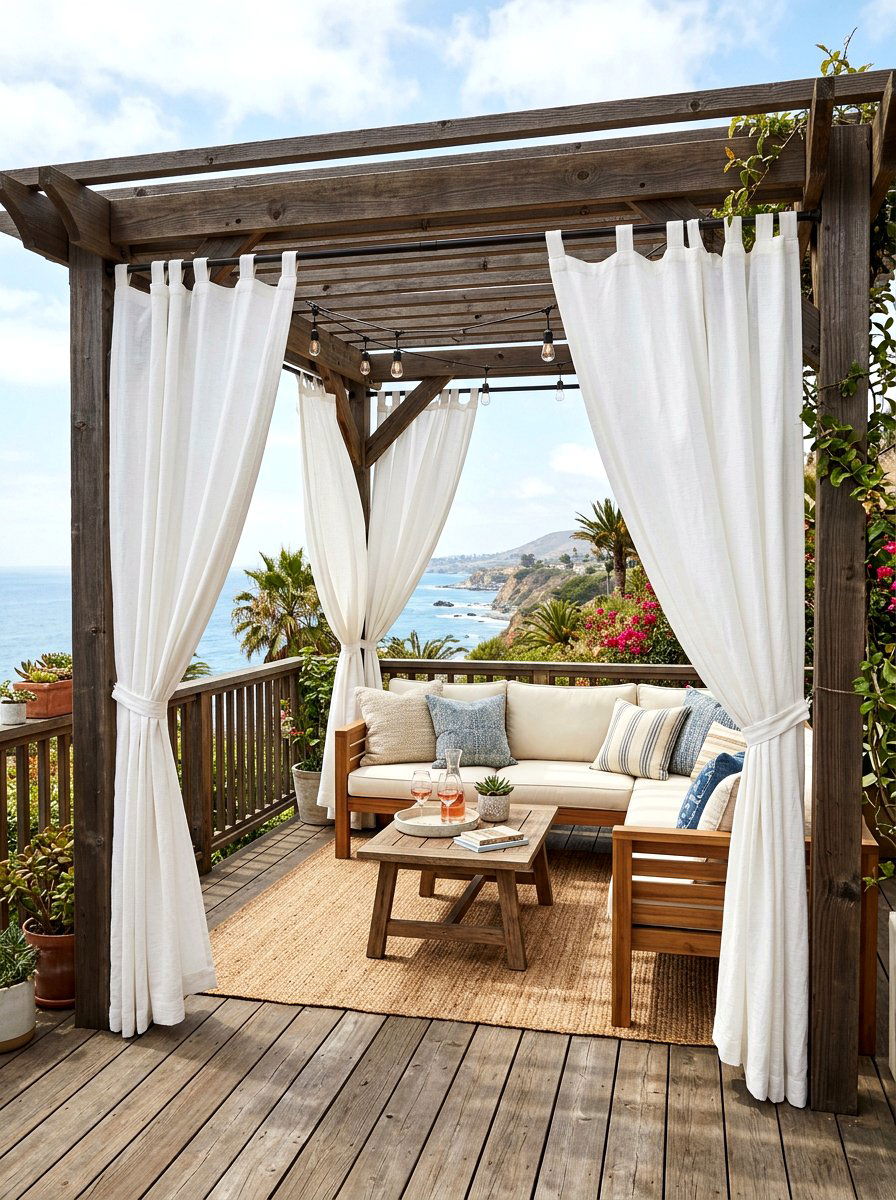 Privacy curtain deck - 30 sunset deck decor ideas