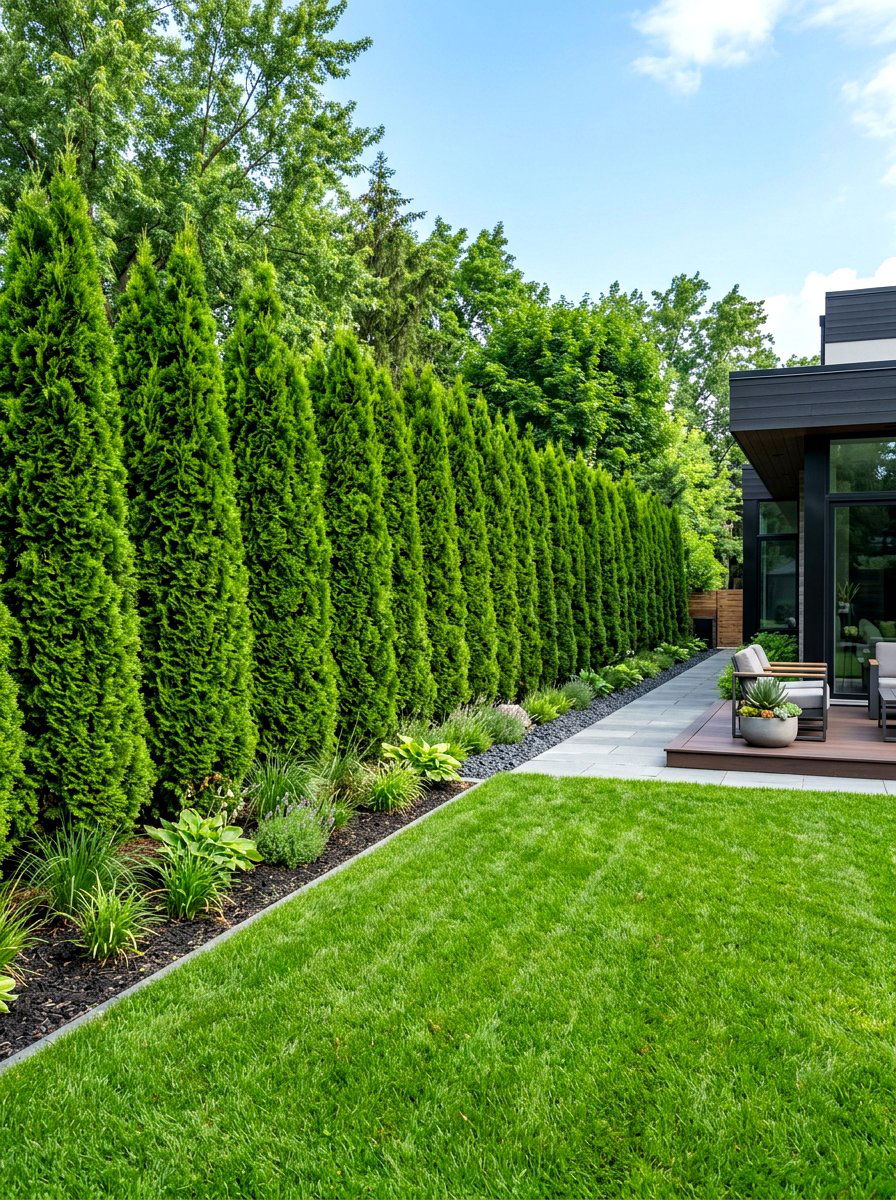Privacy hedge plant screen - 30 long narrow backyard ideas