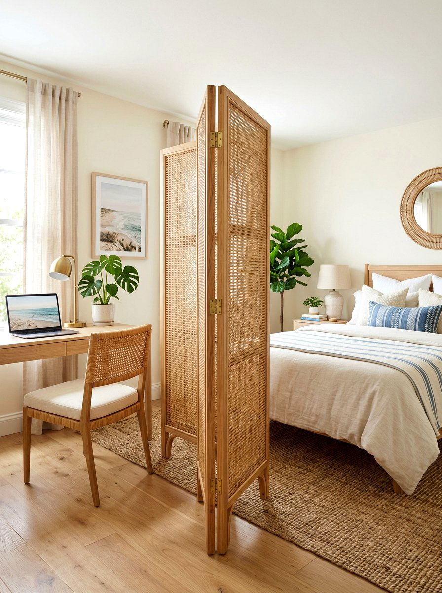 Privacy screen divider - 30 renter friendly home office ideas