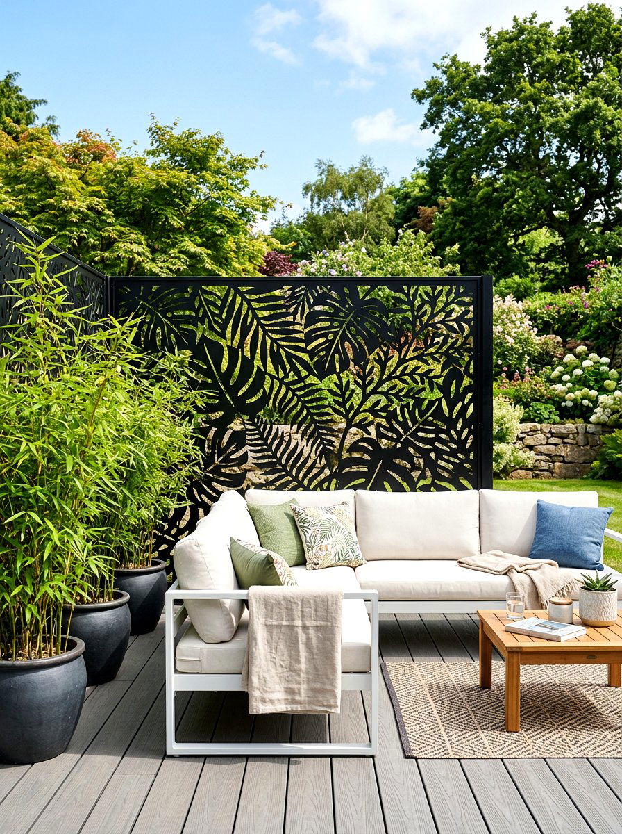 Privacy screen for outdoor lounge - 30 patio conversation area ideas
