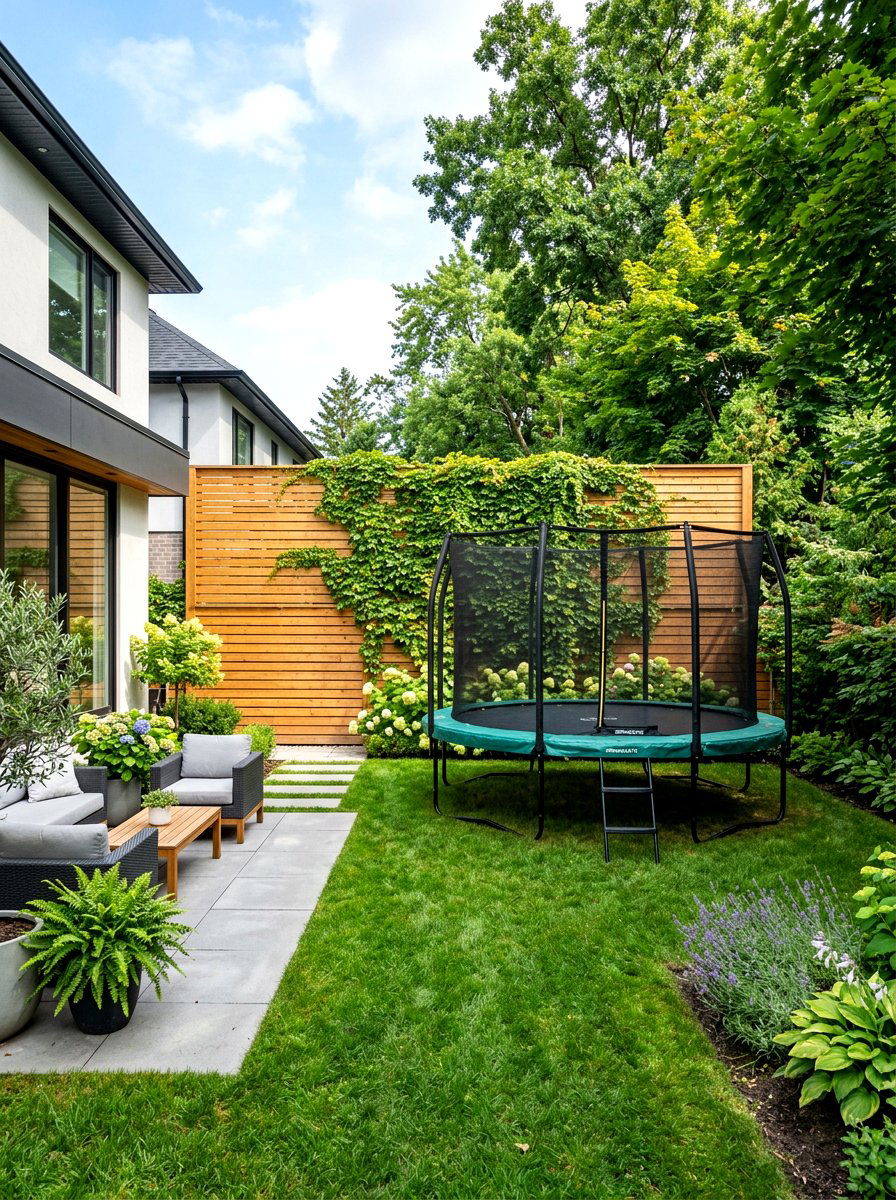 30 trampoline landscaping ideas For Safer, Stunning Curb Appeal