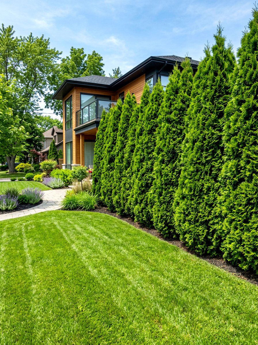 Privacy screen greenery - 30 front yard makeover ideas