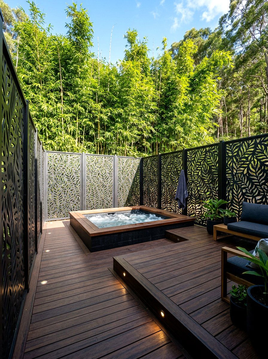 Privacy screen hot tub - 30 small hot tub patio ideas
