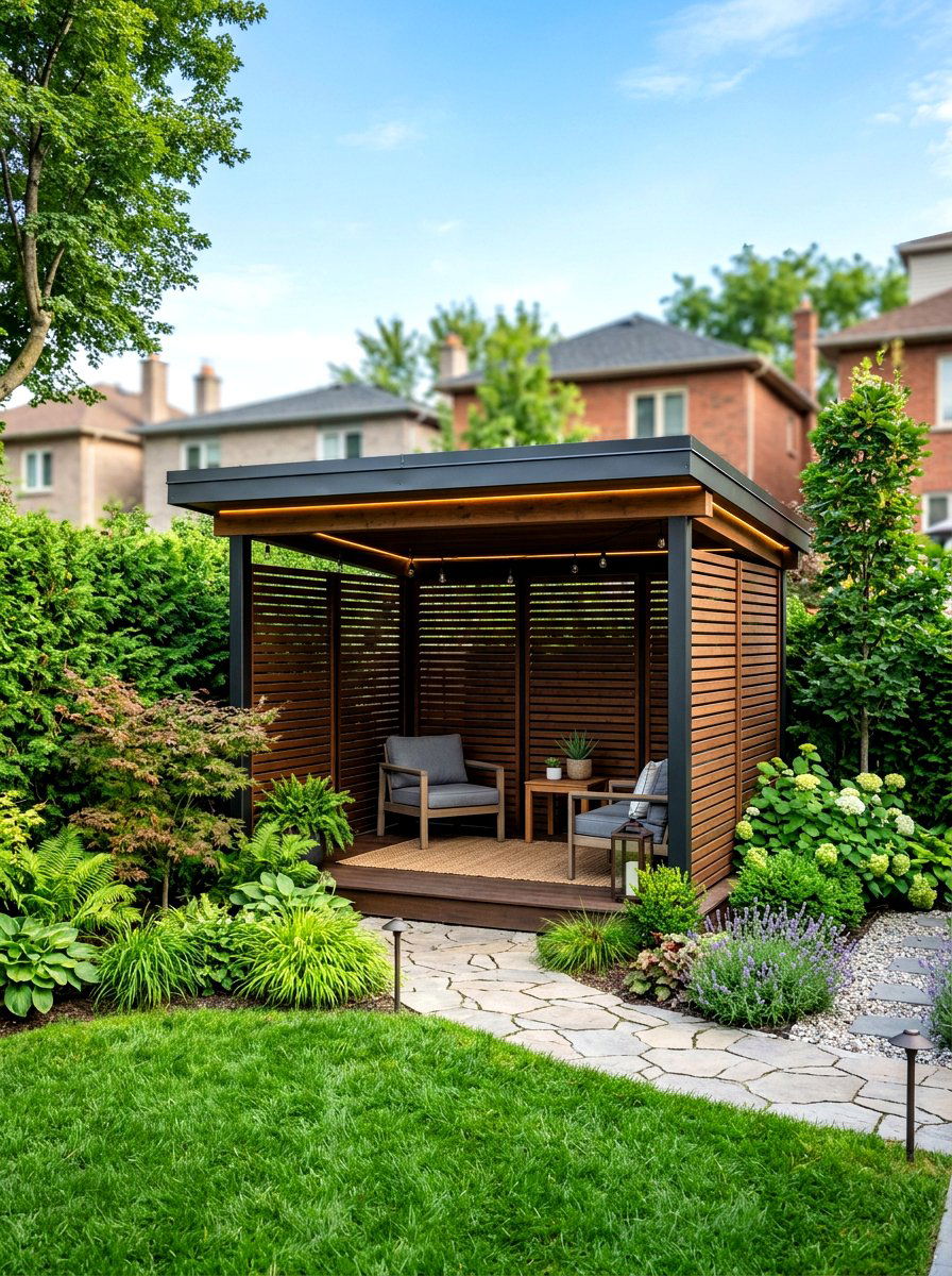 Privacy screen pavilion - 30 hexagon pavilion ideas