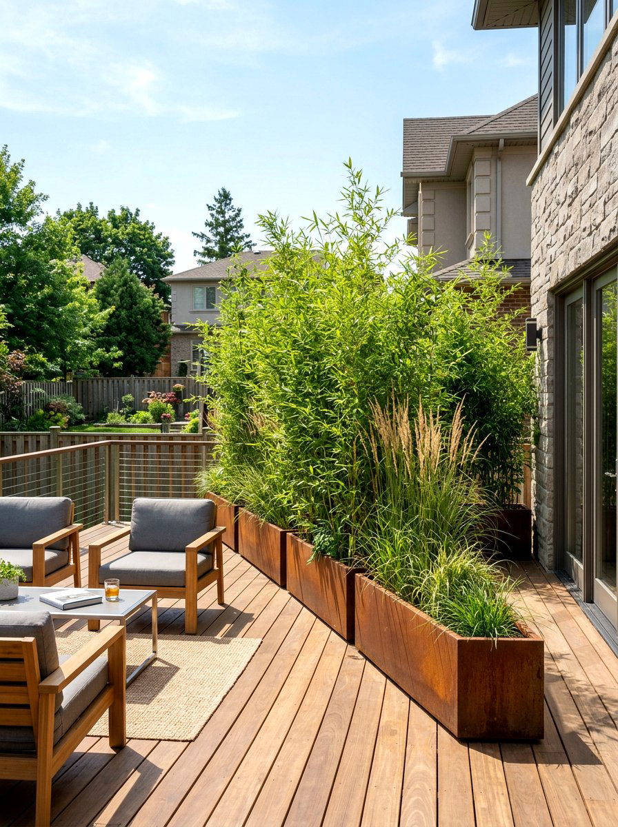 Privacy screen planter - 30 container garden ideas