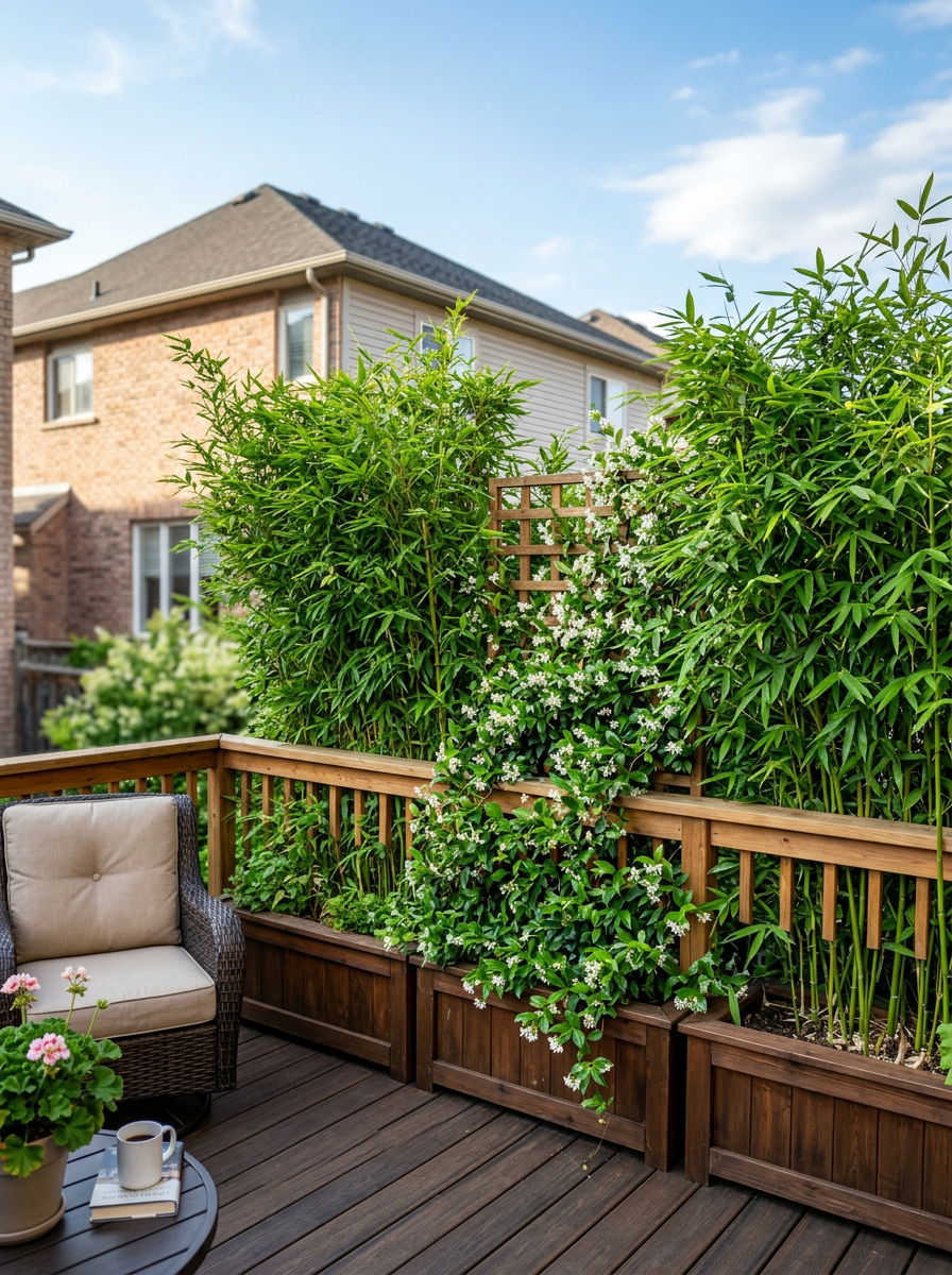 Privacy screen railing planter - 30 railing planter ideas