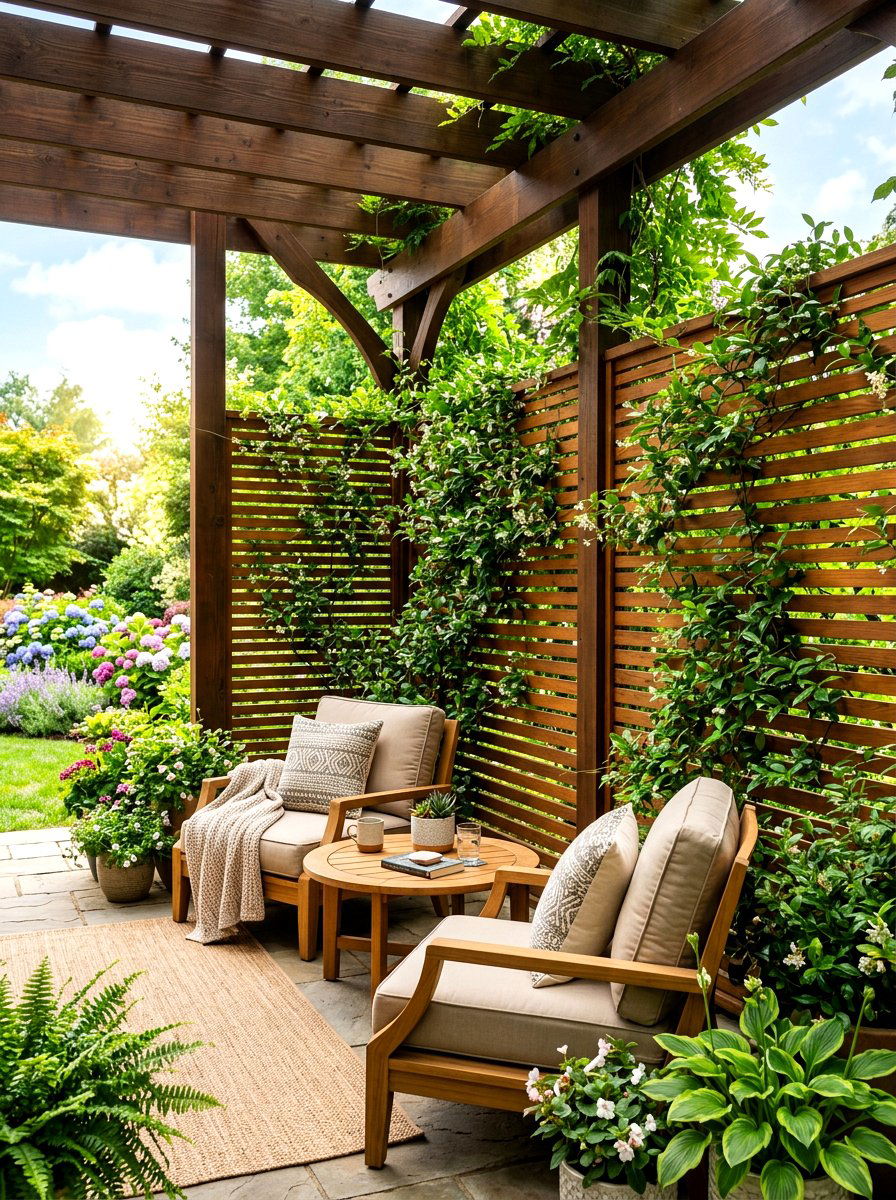 Privacy screen with canopy - 30 patio canopy ideas