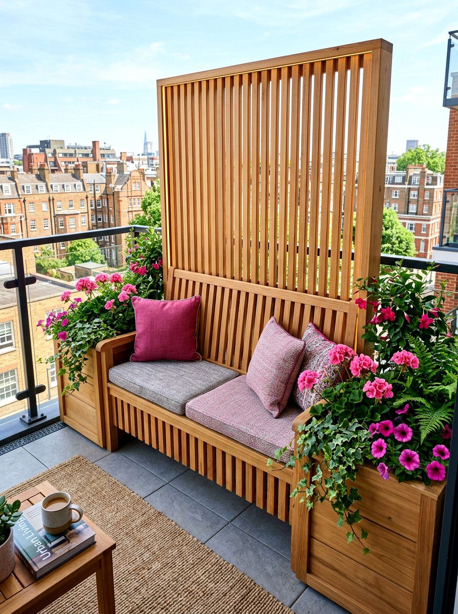Privacy screen with integrated bench - 30 privacy planter screen ideas