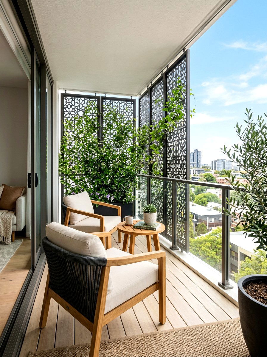 Privacy screens for balconies - 30 city terrace decor ideas