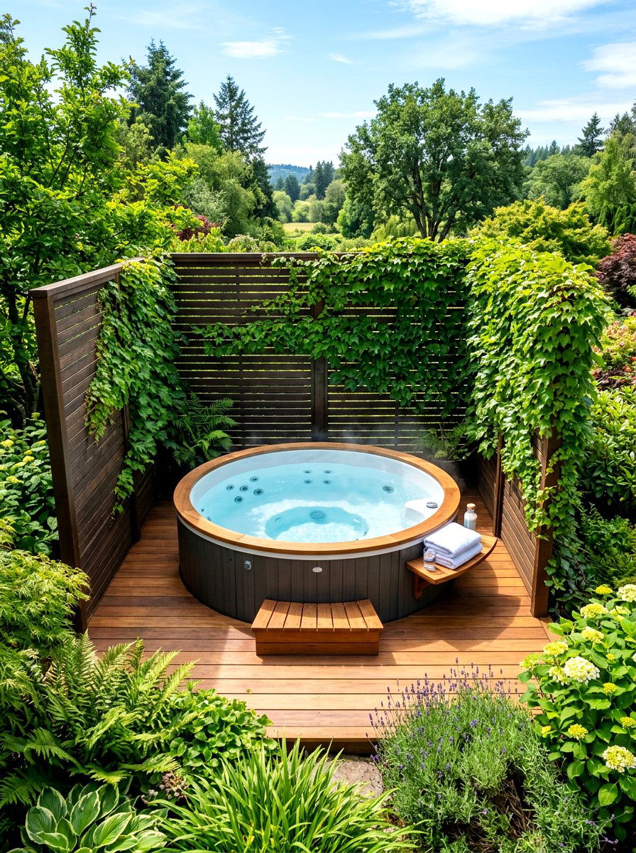 Private Hot Tub Enclosure - 30 hot tub deck ideas