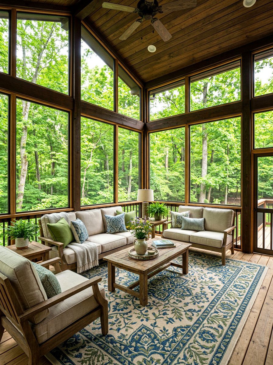 Private Screened Porch - 30 exterior seating area ideas