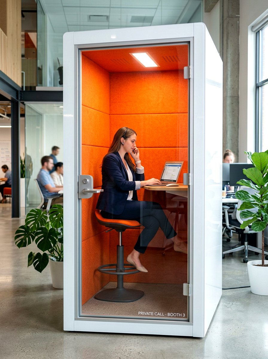 Private Soundproof Phone Booth - 30 office meeting corner ideas