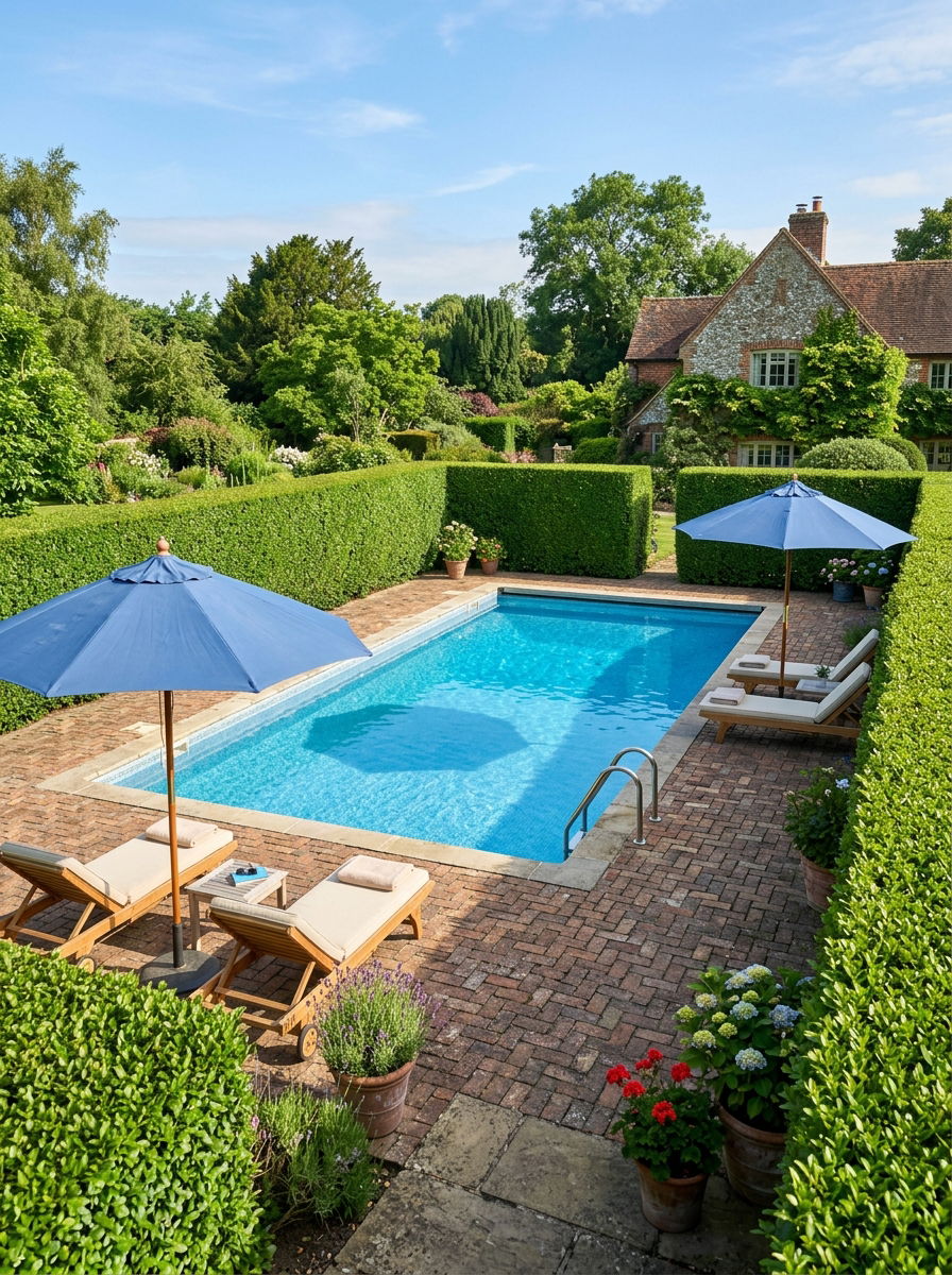Privet Hedge Around Swimming Pool - 30 pool privacy hedge ideas