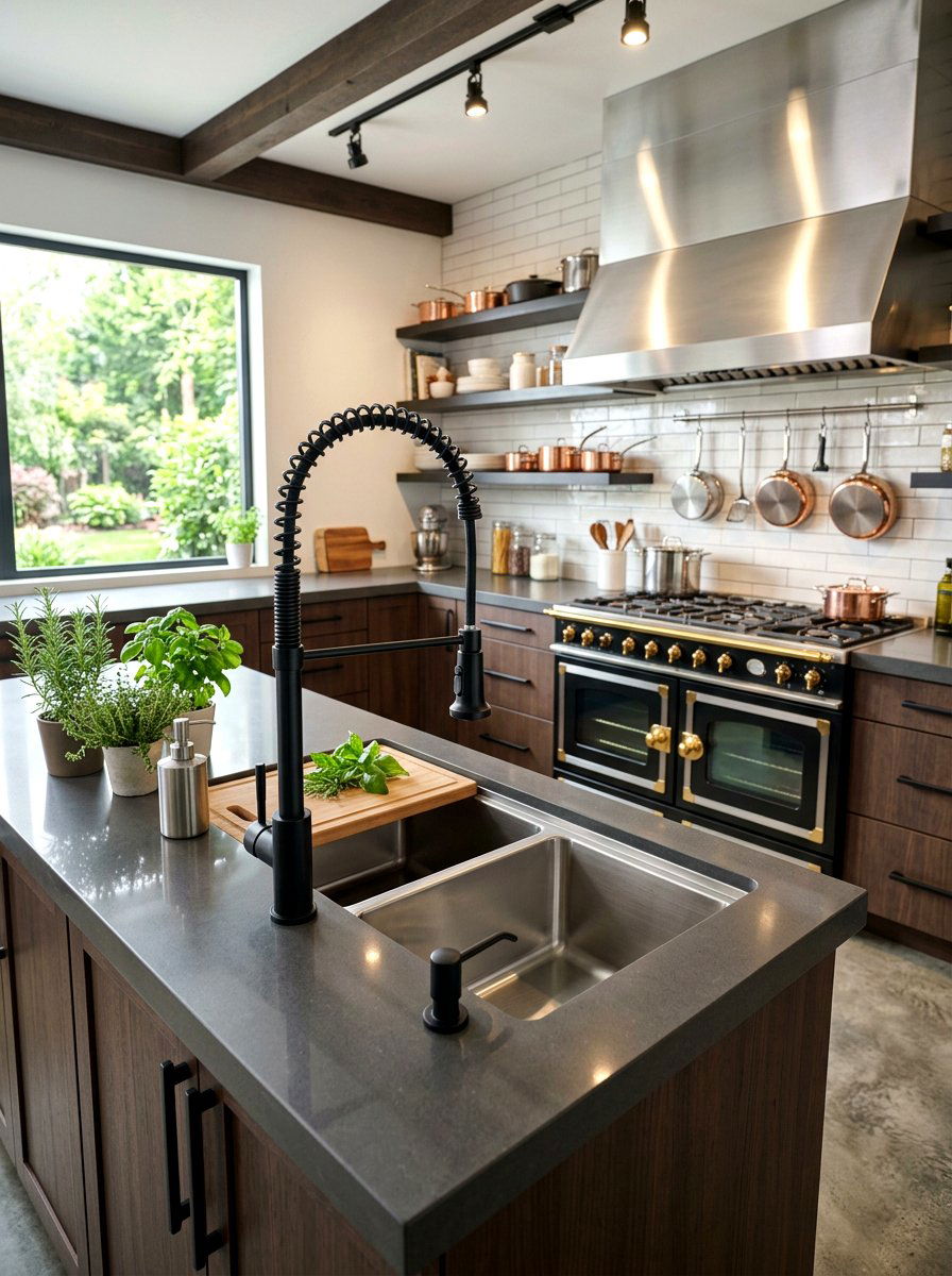 Professional Style Black Kitchen Faucet - 30 black faucet kitchen ideas