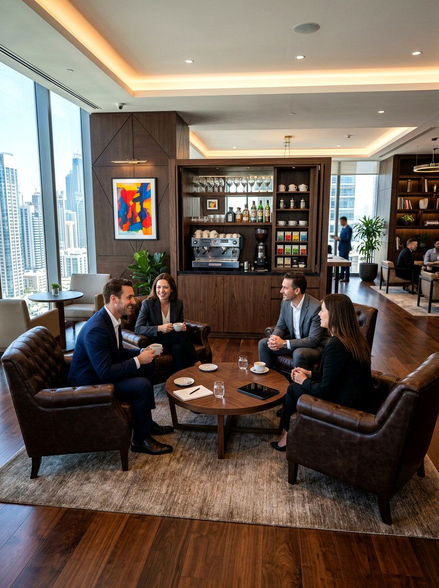 Professional executive coffee lounge - 30 office coffee corner ideas