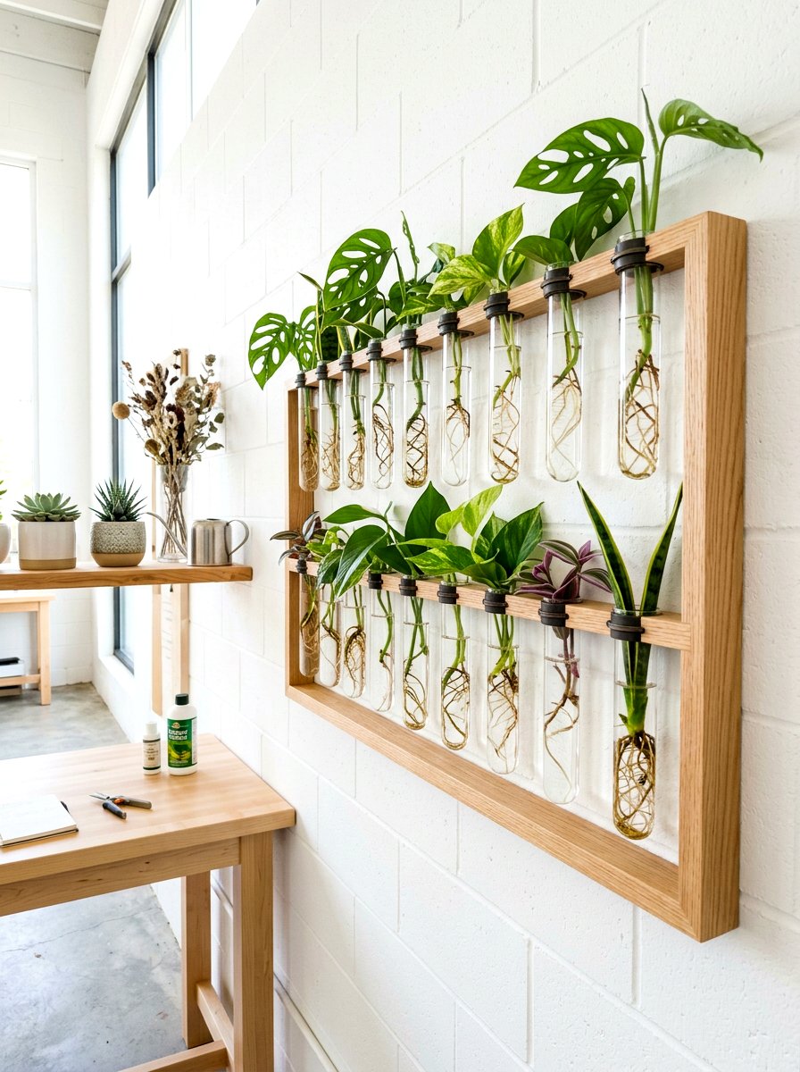 Propagation station wall hanging - 30 indoor plant wall ideas