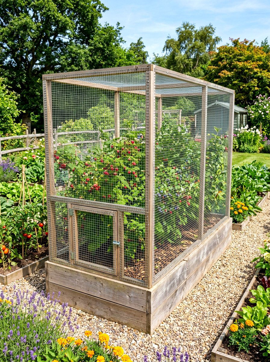 Protected Raised Bed With Netting - 30 berry patch layout ideas
