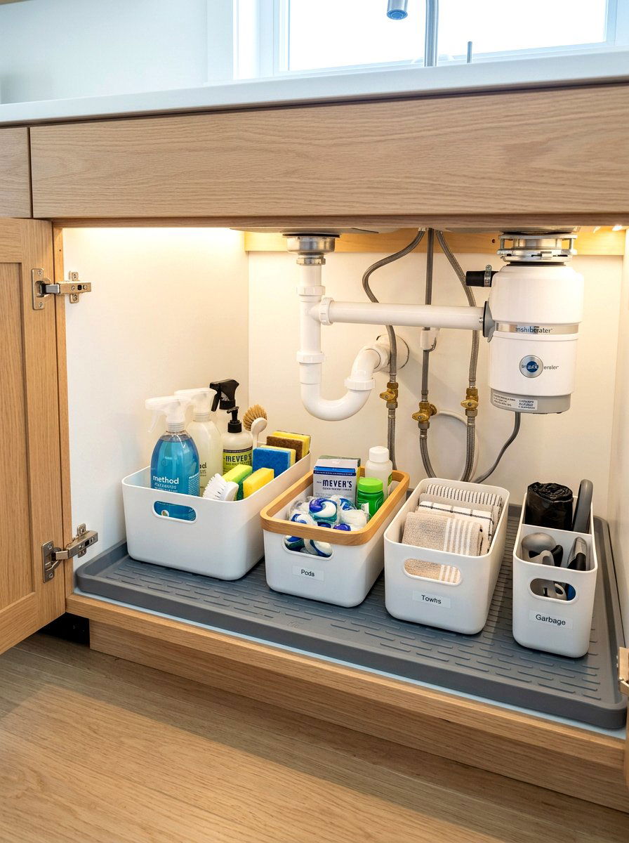 Protective Waterproof Liner Style - 30 under sink kitchen organization ideas