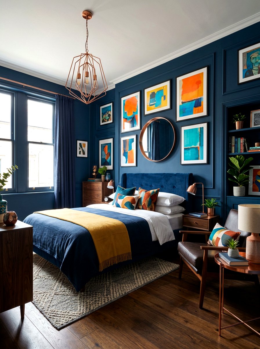 Prussian blue dramatic bedroom - 30 cool blue bedroom ideas
