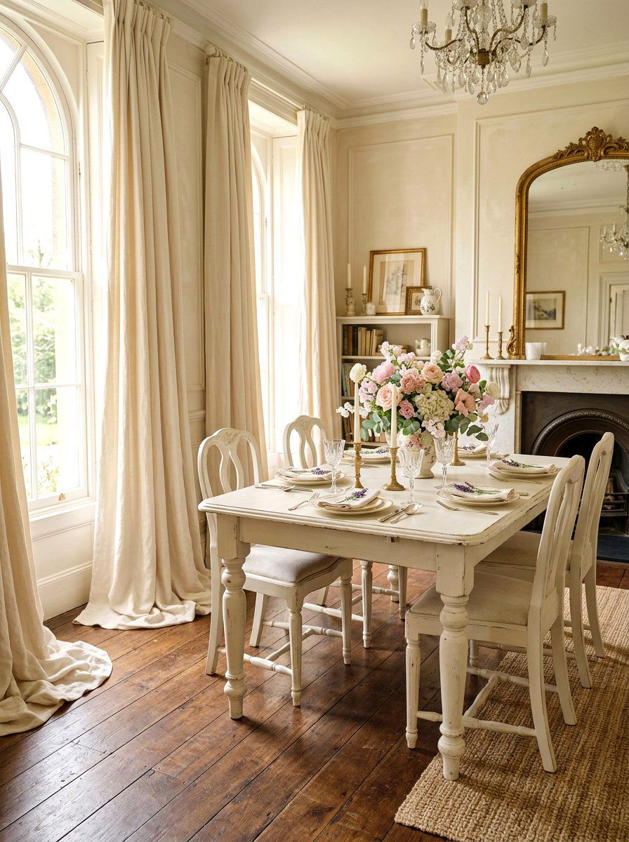Puddled Hem Dining Room Drapes - 30 dining room draped curtains ideas
