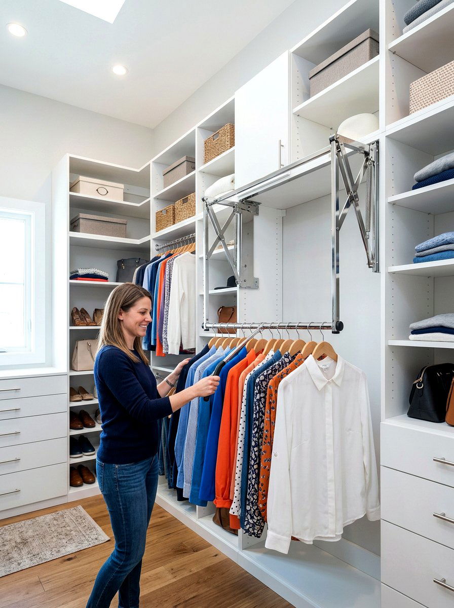 Pull Down Closet Rod - 30 organizing a walk in closet ideas