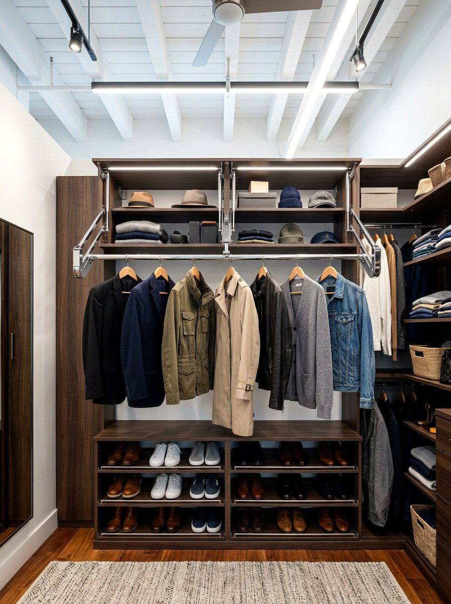Pull Down Rod Closet - 30 coat closet organization ideas