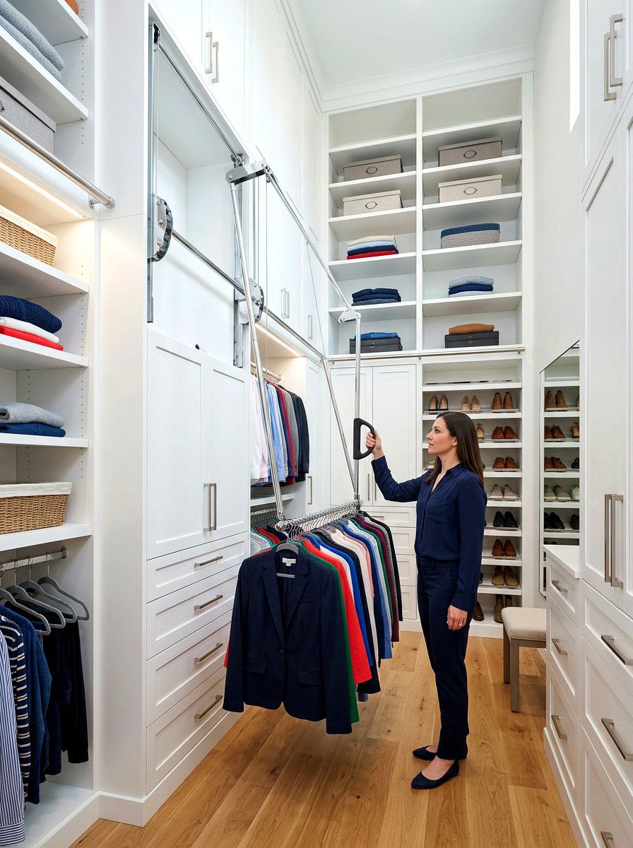 Pull Down Rod System - 30 closet organization ideas