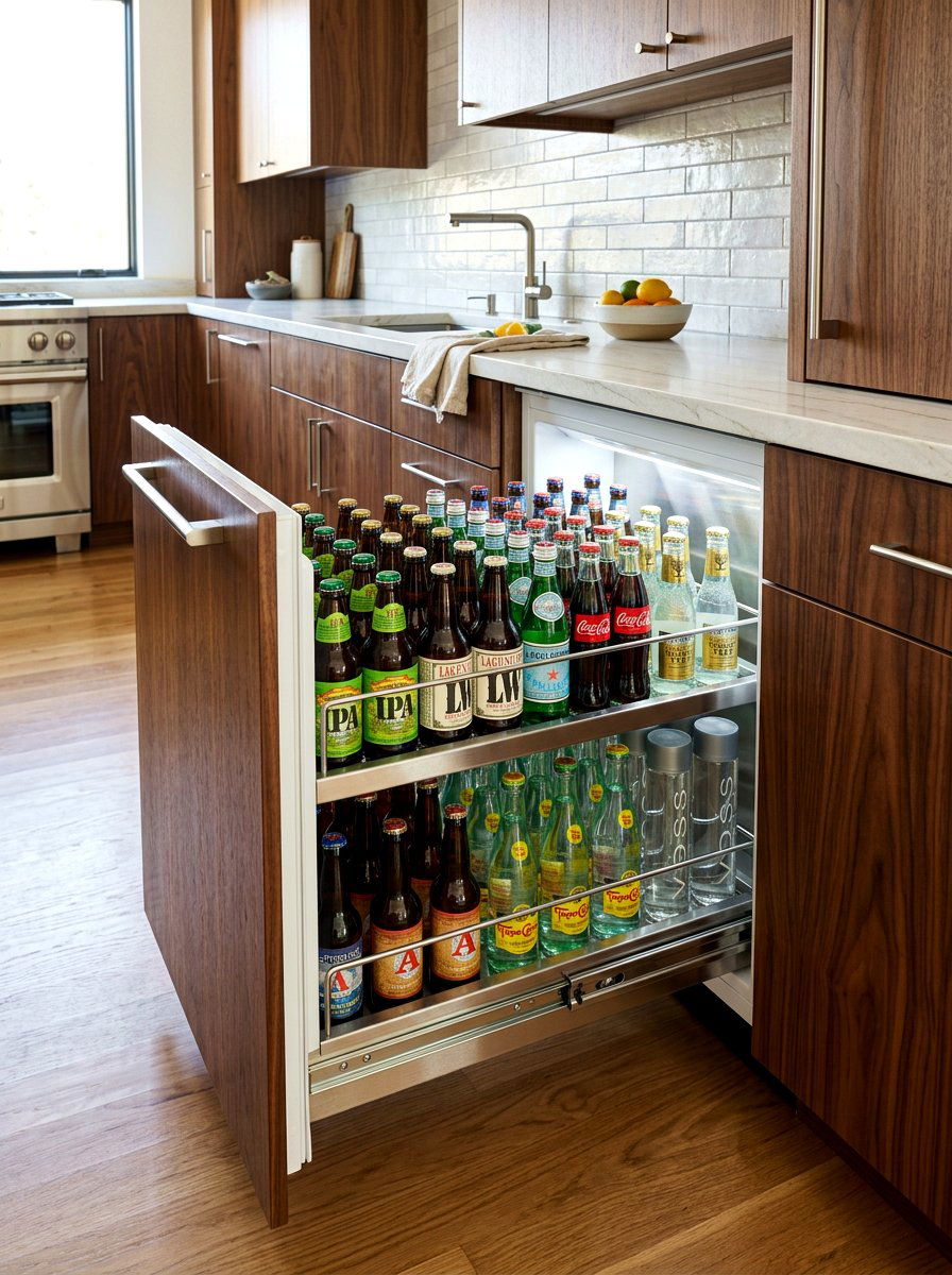 Pull Out Beverage Drawer - 30 beverage station ideas